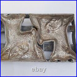 Antique Professional Cast Hinged Double Lamb Chocolate Mold Heavy Easter Candy