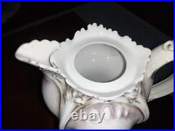 Antique R. S. Prussia Red Mark Chocolate Pot Mold 643 White Red Pink Roses Antique R. S. Prussia Red Mark Chocolate Pot Mold 643 White Red Pink Roses