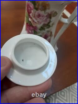 Antique R. S. Prussia Red Mark Chocolate Pot Mold 643 White Red Pink Roses Antique R. S. Prussia Red Mark Chocolate Pot Mold 643 White Red Pink Roses