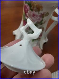 Antique R. S. Prussia Red Mark Chocolate Pot Mold 643 White Red Pink Roses Antique R. S. Prussia Red Mark Chocolate Pot Mold 643 White Red Pink Roses