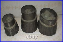 Antique RARE! Thistle, 3 Fruit & Pear Pudding Mold Tin Jelly Cake Food Set of 3