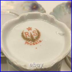 Antique RS Prussia Chocolate/Coffee Set Carnation Mold Floral Rose