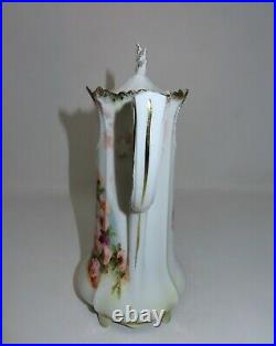 Antique RS Prussia Chocolate Pot in a Floral Design, with an Exceptional Mold