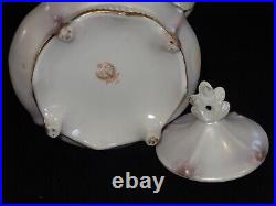 Antique RS Prussia Fine Porcelain Chocolate Pot Satin Finish Medallion Mold