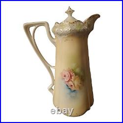 Antique RS Prussia Hot Chocolate Pot Yellow Gold Floral Large Tankard Unmarked