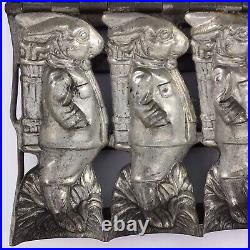 Antique Rabbit Chocolate Candy Mold Quadruple Easter Bunny with Basket Hinged Antique Rabbit Chocolate Candy Mold Quadruple Easter Bunny with Basket Hinged