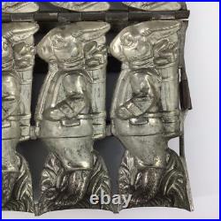 Antique Rabbit Chocolate Candy Mold Quadruple Easter Bunny with Basket Hinged Antique Rabbit Chocolate Candy Mold Quadruple Easter Bunny with Basket Hinged