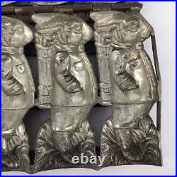 Antique Rabbit Chocolate Candy Mold Quadruple Easter Bunny with Basket Hinged