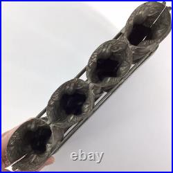 Antique Rabbit Chocolate Candy Mold Quadruple Easter Bunny with Basket Hinged