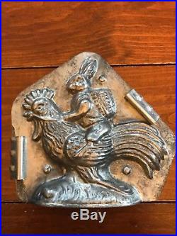 Antique Rabbit Riding Rooster Chocolate Mold / Unique and RARE
