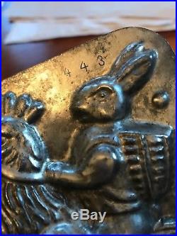 Antique Rabbit Riding Rooster Chocolate Mold / Unique and RARE