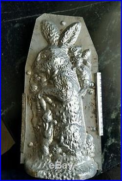 Antique Rare Large 15 1/2 Rabbit Chocolate Mold with 6 babies