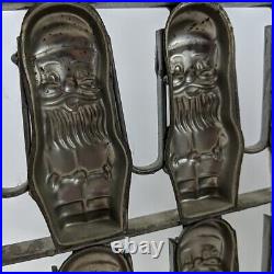 Antique Rare Two Sideded Santa Chocolate Candy Soap Mold hinge withclips Christmas