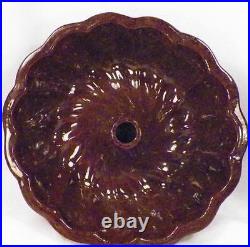 Antique Redware Turks Head Cake Mold # 5 Chocolate Brown Glaze Kitchen