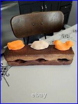 Antique Rustic Primitive Worn Stoneware 3 Animal 2 Part Chocolate or Butter Mold