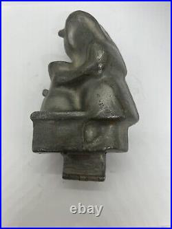 Antique Santa & Chimney #1171 Pewter Chocolate Candy Ice Cream Rare Mold