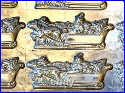 Antique Santa Chocolate Mold. Santa In Sleigh With Reindeer. Rare Rare