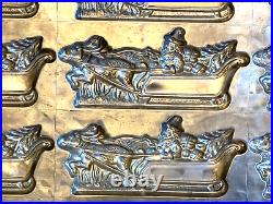 Antique Santa Chocolate Mold. Santa In Sleigh With Reindeer. Rare Rare