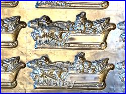 Antique Santa Chocolate Mold. Santa In Sleigh With Reindeer. Rare Rare