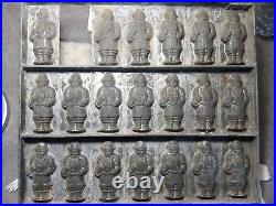 Antique Santa Clause chocolate mold metal 20pc tray St Nick Holiday