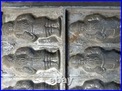 Antique Santa Clause chocolate mold metal 20pc tray St Nick Holiday