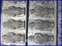 Antique Santa Clause chocolate mold metal 20pc tray St Nick Holiday