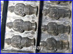 Antique Santa Clause chocolate mold metal 20pc tray St Nick Holiday