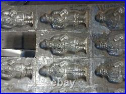 Antique Santa Clause chocolate mold metal 20pc tray St Nick Holiday