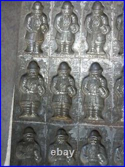 Antique Santa Clause chocolate mold metal 20pc tray St Nick Holiday