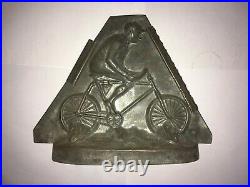 Antique Sommet French Boy On Bicycle Chocolate Mold. Big 9 inches X 11 inches