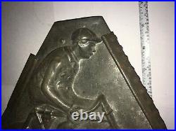 Antique Sommet French Boy On Bicycle Chocolate Mold. Big 9 inches X 11 inches