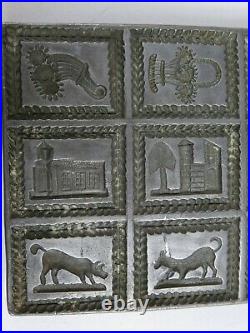 Antique Springerle Mold Metal Wood 12 Panes Cookie Chocolate Butter Molds German