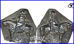 Antique St Nicholas On Horse Chocolate Mold Metal Silver Candy Vtg German 5