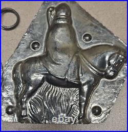 Antique St Nicholas On Horse Chocolate Mold Metal Silver Candy Vtg German 5