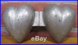Antique T MILLS & BRO Figural HEART Hinged Metal Chocolate Candy Mold Phila Pa