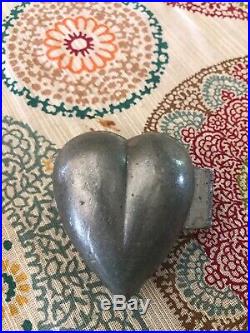 Antique T MILLS & BRO HEART Hinged Metal Ice Cream Chocolate Candy Mold Phila Pa