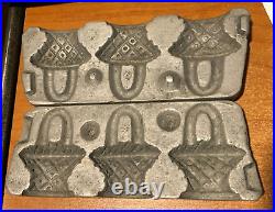 Antique Thomas Mills & Bro Cast Handled Basket Candy Chocolate Mold #50