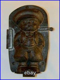 Antique Tin Candy Mold Little Boy Baggy Pants Jacket Tie & Hat Dresden Germany