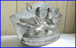 Antique Tin Chocolate Mold French Love Birds Sommet -3 pieces 1 Lb. 8 x 6