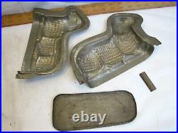 Antique Tin Metal Confectioner's Lamp Chocolate Mold Sheep Sitting Cake Candy