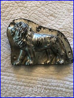 Antique Tin Metal Lion Chocolate Mold (Complete with Both Sides & 2 Clamps)