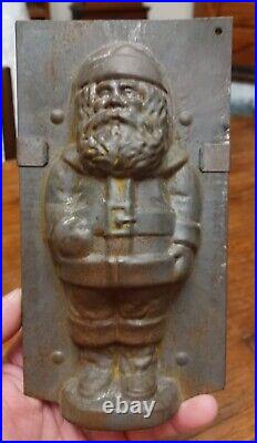 Antique Tin Santa Belsnickel Christmas Chocolate Mold 7 1/8 Tall