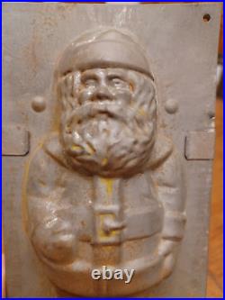 Antique Tin Santa Belsnickel Christmas Chocolate Mold 7 1/8 Tall