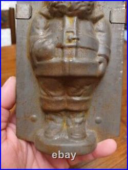 Antique Tin Santa Belsnickel Christmas Chocolate Mold 7 1/8 Tall