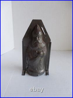 Antique Tin Santa Christmas St Nicholas Chocolate Mold 9 5/8x 5