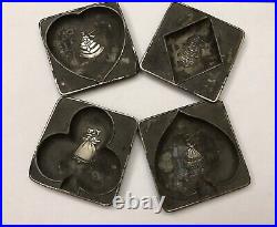 Antique VTG Metal Chocolate Candy Soap Molds Set of 4 Victorian Japan Cards Lot