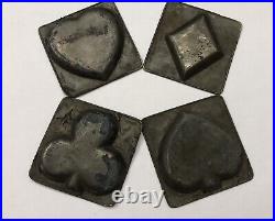 Antique VTG Metal Chocolate Candy Soap Molds Set of 4 Victorian Japan Cards Lot