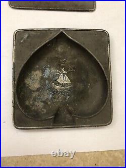 Antique VTG Metal Chocolate Candy Soap Molds Set of 4 Victorian Japan Cards Lot