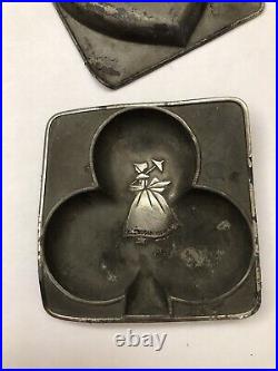 Antique VTG Metal Chocolate Candy Soap Molds Set of 4 Victorian Japan Cards Lot