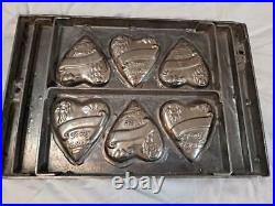 Antique Valentine Hearts Chocolate Mold, Solid Steel Heavy Industrial Candy Mold